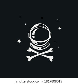 modern logo with space, astronaut costume and bones