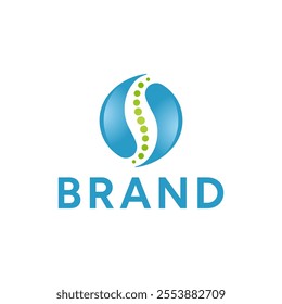Modern logo with a stylized spine in a circle, perfect for health and therapy brands.