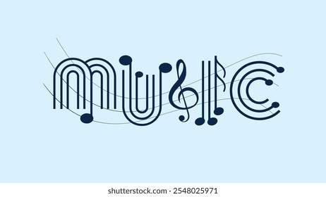 A modern logo with a stylized treble clef or sound wave, using bold lines and vibrant colors to represent music's energy and creativity.