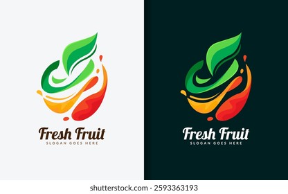A modern logo symbol showcasing a stylized fruit composition with fluid dynamic shapes and bright colors.