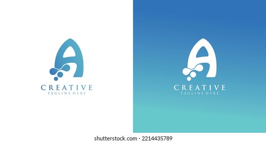 Modern logo a technology logo gradient Premium Vector