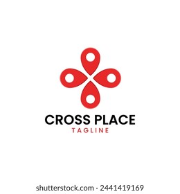 A modern logo template with a cross symbol, perfect for a place or location.