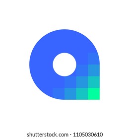 Modern logo template or icon of abstract letter A with pixelated corner