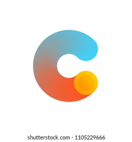 Plantilla moderna de logotipo o icono de letra abstracta C con moneda para el sector de la criptodivisa