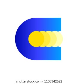 Modern logo template or icon of abstract letter C with coin stack for cryptocurrency industry