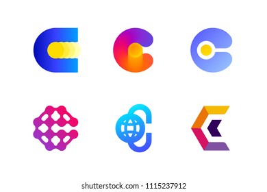 Modern logo template or icon of abstract letter C for cryptocurrency and blockchain industry