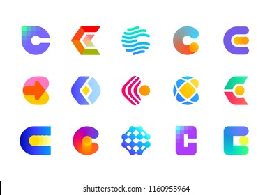 Modern logo template or icon of abstract letter C for cryptocurrency and blockchain industry