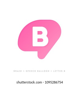 Modern logo template or icon of brain with letter B for creativity concept