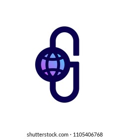 Plantilla de logotipo moderno o icono de la letra mayúscula G con globo para la industria de la criptodivisa y la cadena de bloqueo
