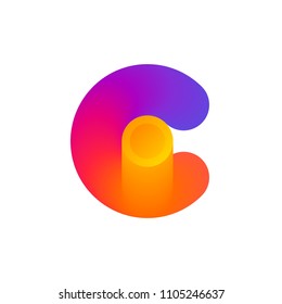 Modern logo template or icon of multicolored letter C with coin stack for cryptocurrency industry