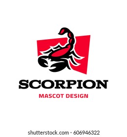 Modern logo template with the image of the red scorpion. Logo. Mascot.