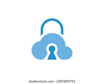 Plantilla de logotipo moderno para nube de claves y bloqueo 