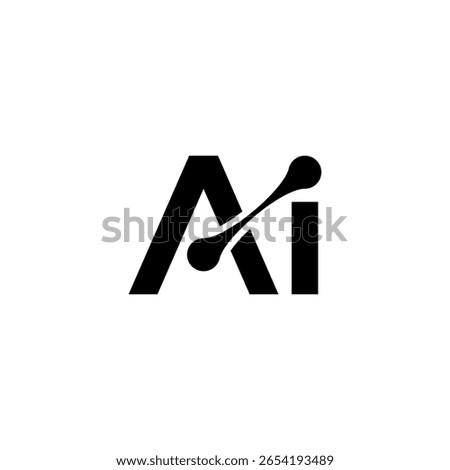 A modern logo that cleverly combines the letters 'A' and 'I', where the letter 'I' is modified with an innovative technology symbol, representing artificial intelligence and technological advancement.