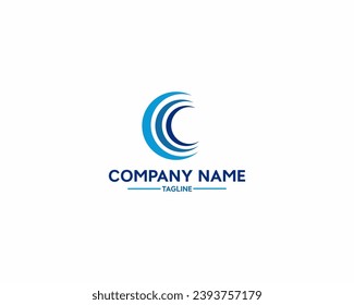 Modern logo with three letters C in the shape of an elegant moon. Suitable for sports, fashion and technology companies.