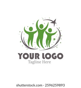 Modern Logo With three people reaching for a star.