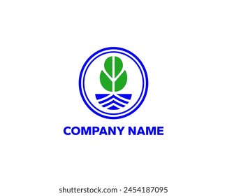 Modern logo of a tree and a boat in a circle. Suitable for various companies, especially those operating in the field of environmental and marine conservation.