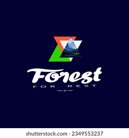 Modernes Logo eines Dreiecks in Verbindung mit Wald.Vektorgrafik
