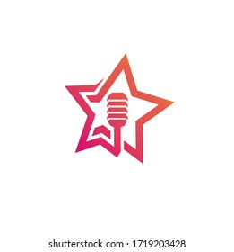 modern logo use star shape and mic, suitable for you who do karaoke business or sing competition