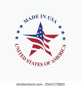 modern of logo vector design circle stamp made in usa sign with united states flag element shaped star 