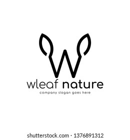 Modern logo W combine with leaf. Initial Letter W Eco nature design template isolated on white background.