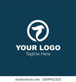 Modern Logo. With a white bird in a circle on a blue background