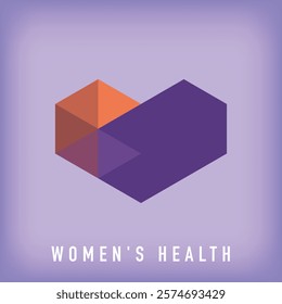 Modern logo with women's colors and women's health heart. Support and healthcare company logo template. vector