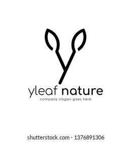 Modern logo Y combine with leaf. Initial Letter Y Eco nature design template isolated on white background.