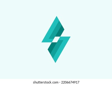 Modern logomark symbol letter S with overlaping color