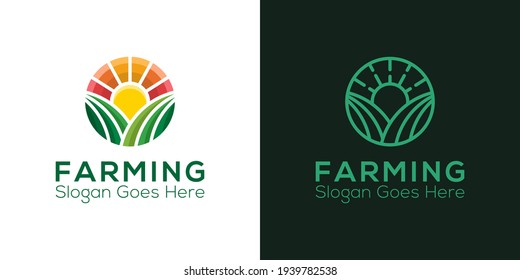 modern logos of farming vector with line art style, farm food vector symbol Design