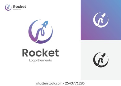 Modern logos of Rocket launch logo icon design with booster explore graphic concept symbols for astronomy, technology, business start-up logo elements