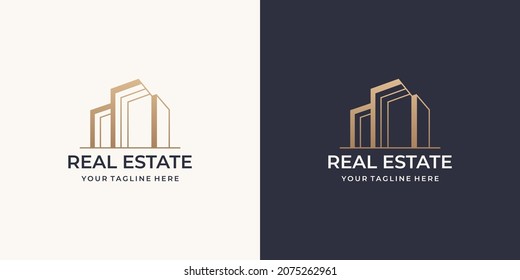 Modern logotype building real estate logo design inspiration. Premium Vector