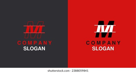 Modern logotype icon design concept featuring an abstract letter M. The monogram is a creative, minimalist gradient logo template. Vector-based artwork.