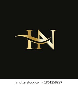 Modern IN logotype for luxury branding. Initial IN letter business logo design vector