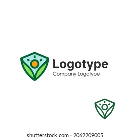 Modern logotype with sun and leaves. Vector logo.