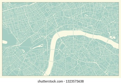 Modern London Map In Vintage Style