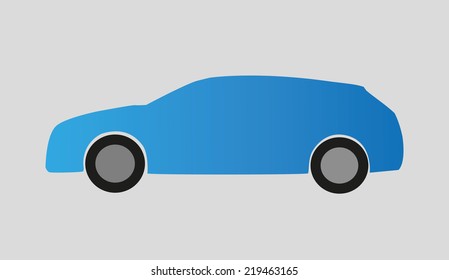 Modern long blue car silhouette. 