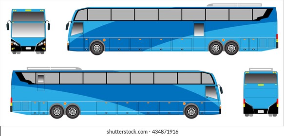Modern Long bus vector, Colour sporty bus