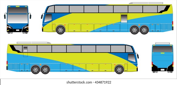 Modern Long bus vector, Colour sporty bus