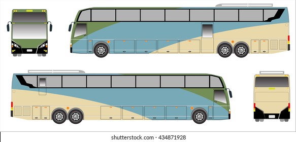Modern Long bus vector, Colour sporty bus
