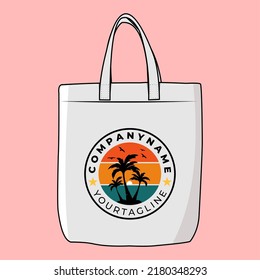 Der moderne Look der Totebag oder der Goodie-Tasche aus weißem Stoff, einzeln auf weißem Hintergrund