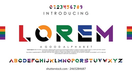 Modern Lorem abstract digital alphabet font. Minimal technology typography, Creative urban sport fashion futuristic font and with numbers. 