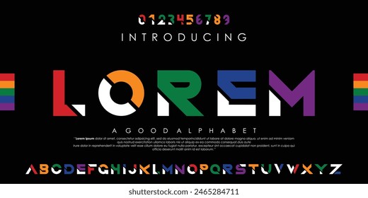 Modern Lorem abstract digital alphabet font. Minimal technology typography, Creative urban sport fashion futuristic font and with numbers. vector illustration eps 10.