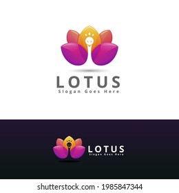 modern lotus peacock logo design template