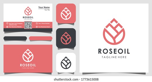 modern lotus sign line art combined with essential oil drops looks minimalist and clean. logo and business card design