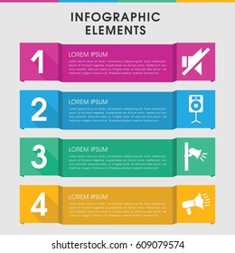 Modern loud infographic template. design with loud icons includes no sound, megaphone. can be used for presentation, diagram, annual report, web design. 