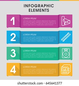 Modern loud infographic template. infographic design with loud icons includes volume, drum stick. can be used for presentation, diagram, annual report, web design.