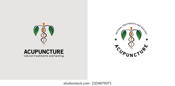 Modern love acupuncture logo design, natural acupuncture treatment and healing logo