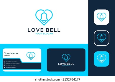 modern love bell line art logo design and business card