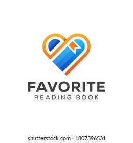 modern love book logo, library, love reading logo design