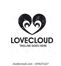 modern love cloud black logo vektor template eps.10